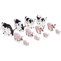 Toyland® 1:32 Scale Farmyard Animals Set - The Farm Collection - Collectable Farmyard Animals (12 Piece Cows & Pigs)