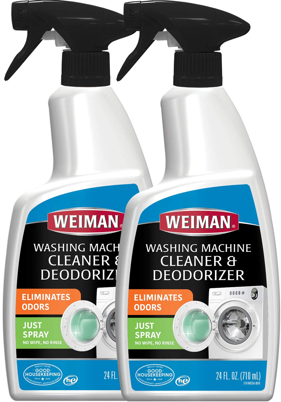Weiman Washing Machine Cleaner -24 Ounce 2 Pack - No Rinse Cycle Required - Saves Water, Time and Money - High Efficiency HE Compatible for Samsung...