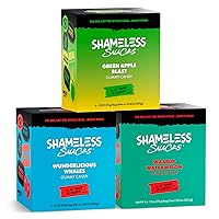 Shameless Snacks - Low Carb Keto Gummies Gluten Free Candy Bundle - Green Apple, Watermelon, Wunderlicious Whales