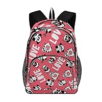 ALAZA Cute Funny Panda Love Heart Pink School Bag Casual Daypack Book Bags for Primary Junior High School