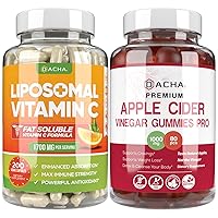 Ultimate Immune Boost Bundle - Liposomal Vitamin C & Apple Cider Vinegar Gummies, Detox and Cleanse, Weight Loss Support ACV with Mother, Stomach Friendly, High Absorb Potency Ascorbyl Palmitate