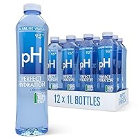Perfect Hydration 9.5+ pH Alkaline Drinking Water | 100% Recycled Bottles | Electrolyte Minerals for Taste | 12 pack - 1 Liter (33.8 oz)