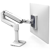 LX Premium Monitor Arm, Single Monitor Desk Mount – fits Flat Curved Ultrawide Computer Monitors up to 34 Inches, 7 to 25 lbs, VESA 75x75mm or 100x100mm – White