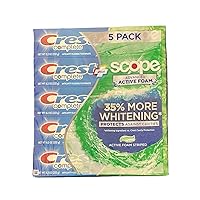 Crest Complete Toothpaste Plus Scope Advanced Active Foam, Striped, 8.2 Ounce (Pack of 5)