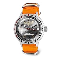 VOSTOK | Amphibian 420392 Submarine Automatic Self-Winding 40mm Diver Wrist Watch | WR 200m | Steel Dial Mechanical Watch | Luminous dots