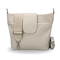 Brise Ellie Women's Shoulder Bag Handmade Crossbody Bag Genuine Leather with Leather Strap + Wide Patterned Straps 7 Compartments Waterproof Stylish Made in Italy Shoulder Bag