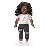 American Girl Kansas City Chiefs 18 inch Fan Tee with Crew Neck Striped Short Sleeve, Red and Gold, 1 pcs, Ages 6+