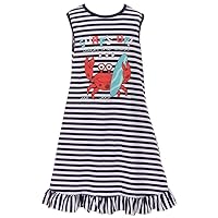 Little Girls Lovely Sleeveless Stripe Crab Birthday Party Flower Girl Dress 2T-8