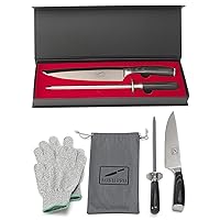 Japanese Knife - Super Sharp 8â€ Chef Knife - High Carbon Stainless Steel Kitchen Knife - Also Includes: Knife Sharpener, Pair of Kevlar (Cut-Resistant ) Gloves & Bag, Plus Storage Box