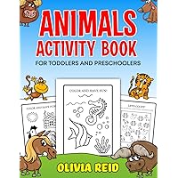 Animals Activity Book for Toddlers and Preschoolers: Coloring Pages and Puzzle Games for Kids Ages 3-5 Years | Educational Workbook with Farm, Zoo, Jungle, and Sea Animals