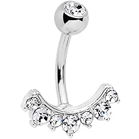 Body Candy 14G Womens 316L Steel Navel Ring Piercing Clear Accent Princess Belly Button Ring 10mm