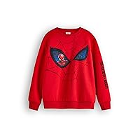 Marvel Spiderman Boys Sweatshirt | Kids Superhero Graphic Crewneck Jumper in Red | Comic Book Character Art Merchandise Gift