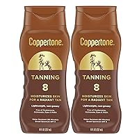 Tanning Sunscreen Lotion, Water Resistant Body Sunscreen SPF 8, Broad Spectrum SPF 8 Sunscreen Pack, 8 Fl Oz Bottle, Pack of 2