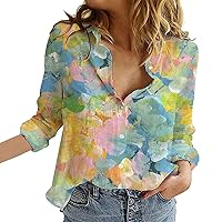 Womens Summer Tops Boho Floral Printed Short Sleeve V Neck Blouses Lightweight Dressy Casual Loose Fit Shirt