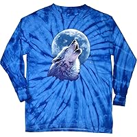 Wolf and Moon T-Shirt Call of The Wild Long Sleeve Tie Dye