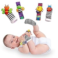 Baby Infant Rattle T&A Outlet Socks Toys, Wrist Rattles and Foot Finders for Baby Boy or Girl - New Baby Gift Infant Toys.4 Count (Pack of 1)