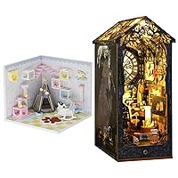 Kisoy Dollhouse Miniature with Furniture Kit, DIY 3D Wooden DIY House Kit A Corner of a Small Apartment Style with Dust Cover & LED,Handmade Tiny House Toys for Kids Adults Gift (Pet Room+Detective F)