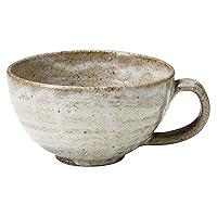 Marui Pottery MR-3-3307 Shigaraki Pottery Hecho MR-3-3307 Soup Mug, Ash Brush, Stylish, Coffee Cup, Capacity: Approx. 12.2 fl oz (360 ml), Ceramic Artisan Handmade, Traditional Crafts, Made in Japan