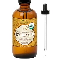 Jojoba Oil, USDA Certified Organic,100% Pure & Natural, Cold Pressed Virgin, Unrefined, Haxane Free, Sourced from Middle East Directly (Medium (4oz, 115ml))