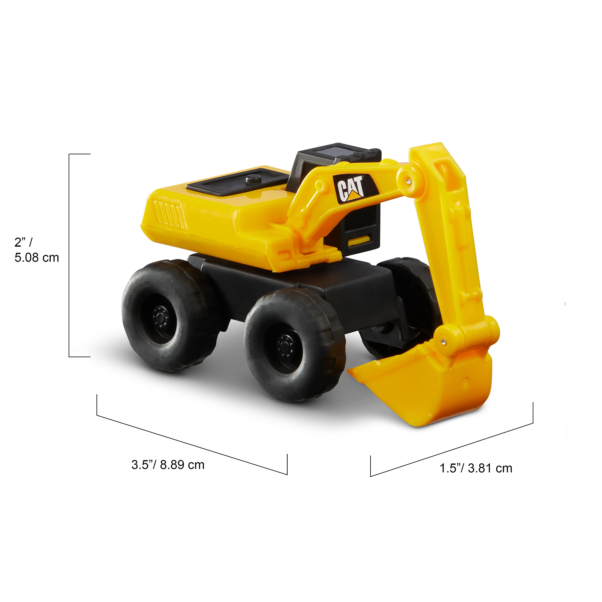 CatToysOfficial, CAT Little Machines Toys with 5pcs - Dump Truck, Wheel Loader, Bulldozer, Backhoe, and Excavator Vehicles, Cake Toppers, Playset for Kids Ages 3 and up,Yellow