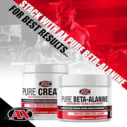 AX Pure Creatine Powder - Micronized Creatine Monohydrate - Vegan Friendly Pre Workout for Women & Men (50 Servings / 250 Grams)