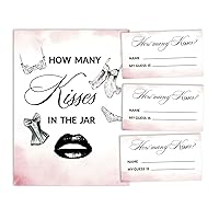 How Many Kisses in The Jar Lingerie Shower Bridal Shower Game White 1 Sign + 30 Cards