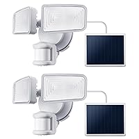 Home Zone Security 2 Pack Solar Floodlights Outdoor with Motion Sensor 40’ x 180°, 1500 Lumens, 5000K Bright White, Dusk to Dawn, Aluminum Adjustable Heads, Waterproof Flood Lights Backyard Patio