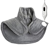 DMI Large Plush Micro-Fleece Neck and Shoulder Heating Pad, Contoured Heat Therapy Sooths Stiff and Tired Muscles, 2-Hour Auto Shut-Off, 4 Heat Settings, FSA and HSA Eligible
