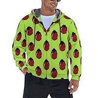 Cute Ladybug Mens Jacket Coats Zip Up Hoodies Warm Sweatshirt for Outdoor Adventure