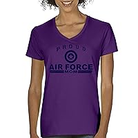 Proud Air Force Mom Women's V-Neck T-Shirt US Military Vet Mother's Day Veteran Active Duty Mama Patriotic Red Friday Tee