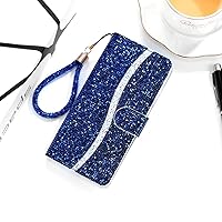 Ultra Slim Case for iPhone 12 Mini Glitter Powder Horizontal Flip Leather Case with Card Slots & Holder & Lanyard Phone Back Cover (Color : Blue)