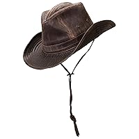 Dorfman Hat Co. Men's Cotton Outback Hat with Chin Cord