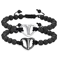 Black Volcanic Rope Cremation Bracelet With Stainless Steel Heart Urn Ashes Jewelry Adjustable Expandable Urn Bracelet