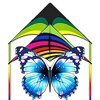 Mint's Colorful Life 2 Pack Delta Kites for Kids & Adults, Blue Butterfly Kite, Extremely Easy to Fly Kite, Best Kite for Beginner