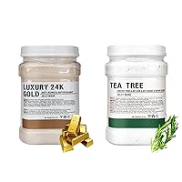 Jelly Mask Hydrating Deep Cleaning Detoxing Healing and Relaxing Premium Modeling Rubber For Facials Professional Set - 2 Treatments (24K Gold,Tea)