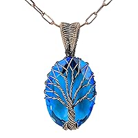 Tree Of Life Copper Wire Hand Wrapped Handmade Gemstone Pendant Necklace