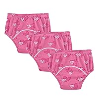 Baby Girls Potty Training Panties Valentine's Day Romantic Doodle Hearts Hot Pink 3pcs Leakproof Nighttime Training