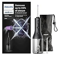 PHILIPS Sonicare Cordless Power Flosser 3000 Oral Irrigator with Quad Stream Technology and Pulse Waves, HX3806/33-2022 Version, Black