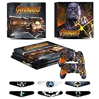 PS4 Pro Skins - Decals for PS4 Controller Playstation 4 Pro - Stickers Cover for PS4 Pro Controller Sony Playstation Four Pro Accessories with Dualshock 4 Two Controllers Skin - Thanos