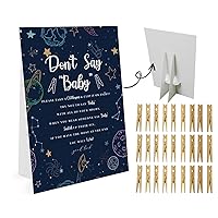 Galaxy Don't Say Baby Game （1 Sign And 50 Mini Natural Clothespins） Don't Say Baby Baby Shower Game, Baby Shower Decorations, Baby Shower Games Gender Neutral, Outer Space Baby Shower Game (DS17)
