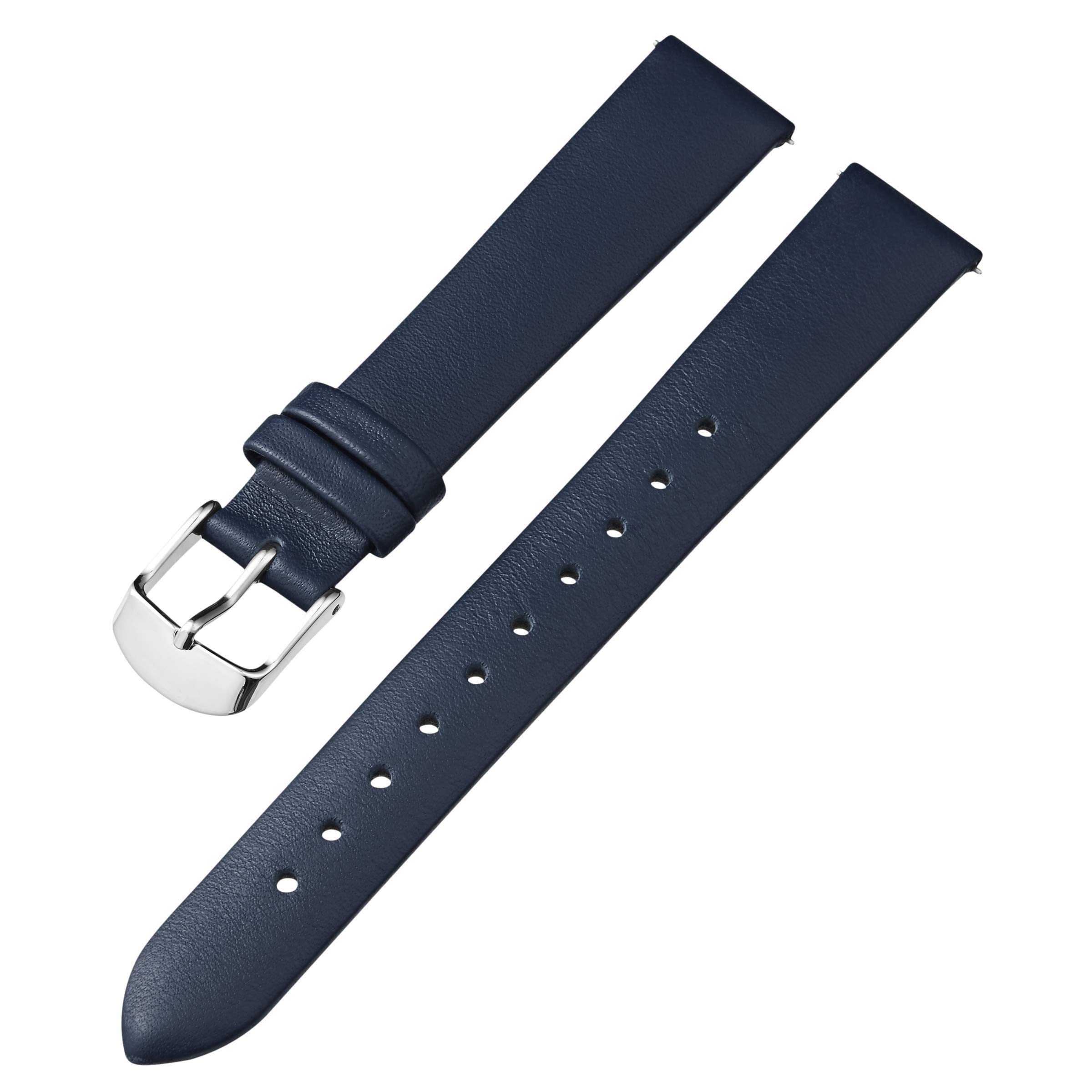 Timex 16mm Genuine Leather Strap – Blue with Silver-Tone Buckle