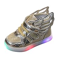 Children Bling Luminous Light Led Sneaker Kids Mesh High Tops Sport Party Shoes with Wing Style