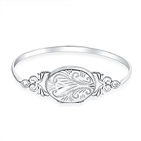 Personalized Vintage Style Keepsake Engraved Bangle Bracelet Locket That Holds Picture Photo For Women Sterling Silver
