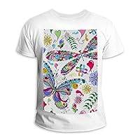 Floral Butterflies Unisex T-Shirt Fashion Round Neck Casual Sports Top