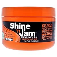 AMPRO Shine-n-Jam Supreme Hold - Conditions Hair with Olive Oil and Silk Protein - Great for Smoothing Fringe, Ponytails, and Up-dos - Firms Tresses with Non-Greasy Shine - 8 oz