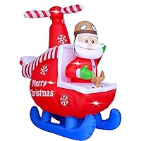 ASTEROUTDOOR 6ft Christmas Inflatable Decorations Claus Blow Up Built-in LED Outdoor Indoor Yard Lighted for Holiday Season, Quick Air Blown, 6 Feet High, Santa w/Helicopter