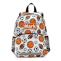 Sporting Football Balls Custom Kid's Backpack Personalized Backpack with Name/Text Preschool Backpack Toddler Backpack for Girls Boys School Backpack for Girls with Chest Strap
