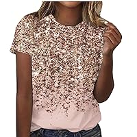 Summer Tops for Women Floral Printed Casual T Shirts Fashion Crewneck Short Sleeve Tunic Tops Loose Fit Blouses