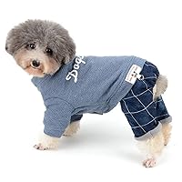 Zunea Small Dog Sweater Jumpsuit Pet Doggie Puppy Clothes for Cold Weather Soft Cotton Padded Winter Coat with Denim Pant Outfits Blue S
