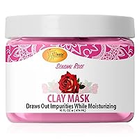 Clay Mask, Sensual Rose, 16 Oz - Pedicure, Body Deep Cleansing, Detoxifying, Hydrating - Natural Bentonite Clay, Infused with, Amino Acids, Panthenol, Comfrey Extract